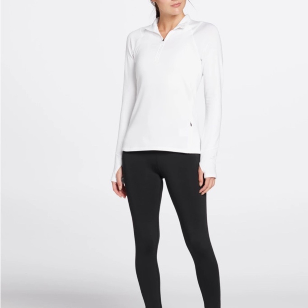 DSG Run Grid White Quilted Fleece 1/4 Zip Jacket Pullover Cowl neckline Lounge
